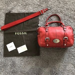 Fossil Maddox Satchel Bag Scarlet